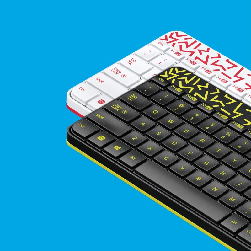Logitech MK240 Nano Wireless USB Keyboard and Mouse Set, 12 Function Keys 2.4GHz Wireless Yellow