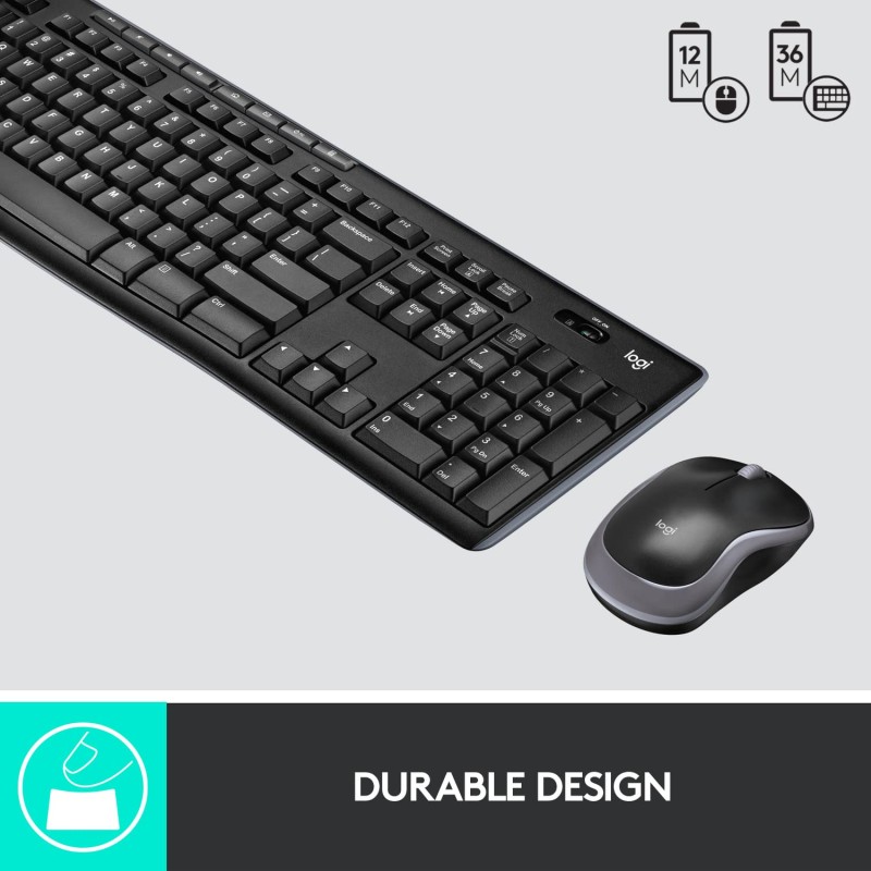 Logitech MK270r Wireless Keyboard and Mouse Combo for Windows, 2.4 GHz Wireless, Spill-Resistant Design Black
