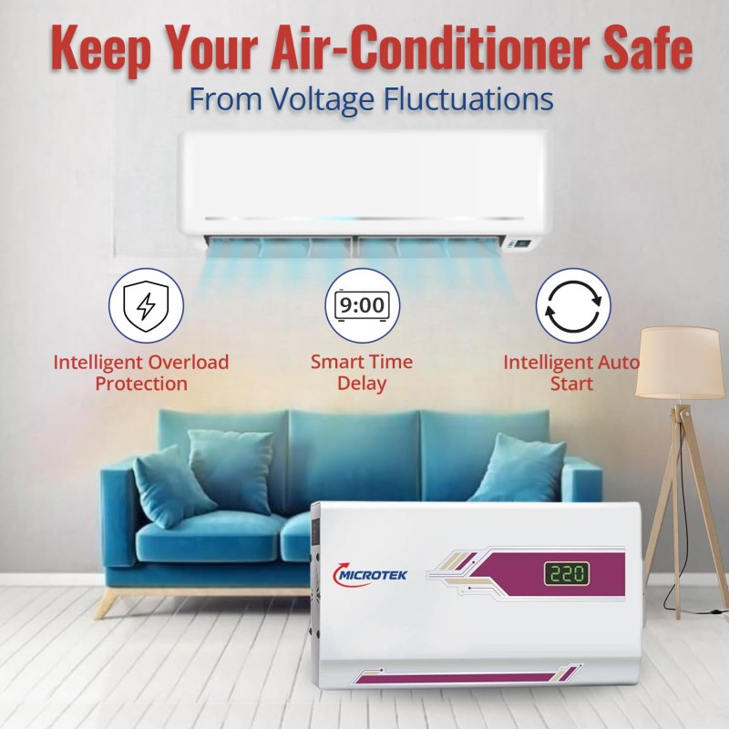 Microtek Pearl EM 4160+ Digital Display Wall Mounted Automatic Voltage Stabilizer Upto 1.5 Ton AC Air Conditioner