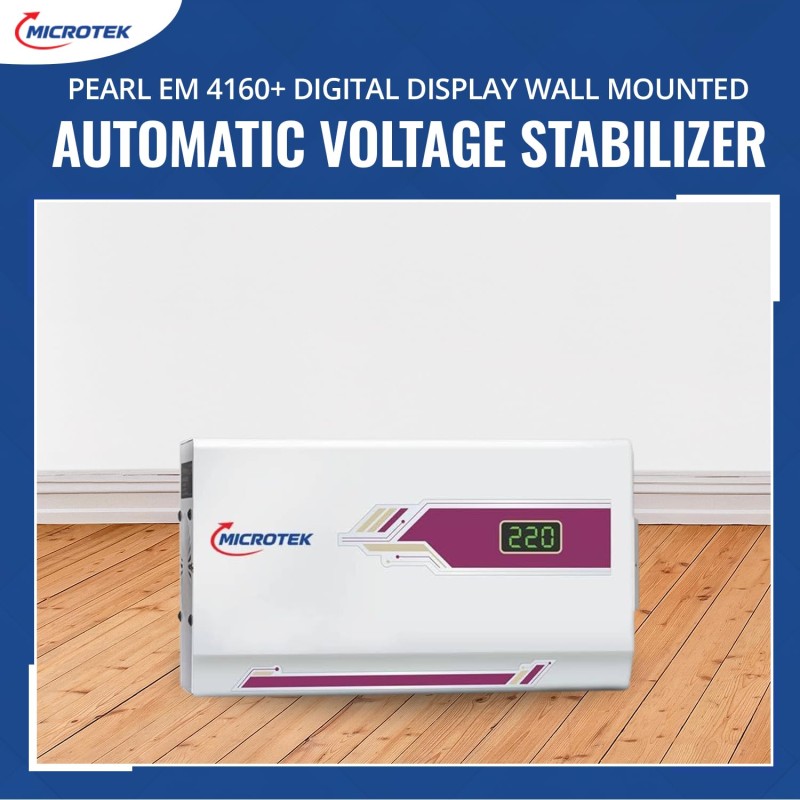 Microtek Pearl EM 4160+ Digital Display Wall Mounted Automatic Voltage Stabilizer Upto 1.5 Ton AC Air Conditioner