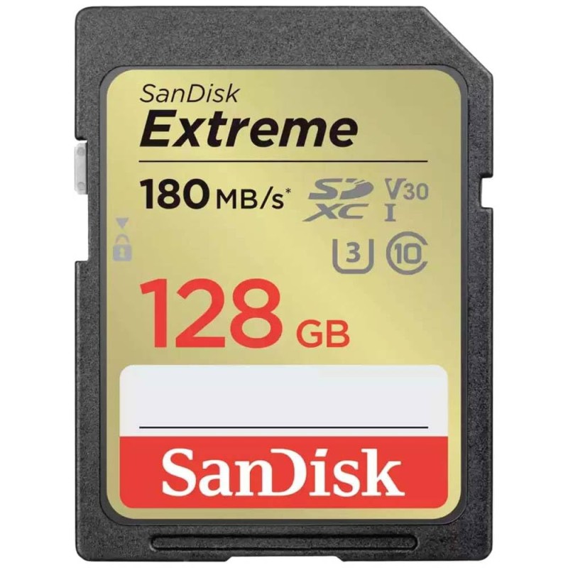 SanDisk Extreme SD UHS I 128GB Card for 4K Video for DSLR and Mirrorless Cameras 180MB/s Read & Write SDSDXVA-128G-GNCIN