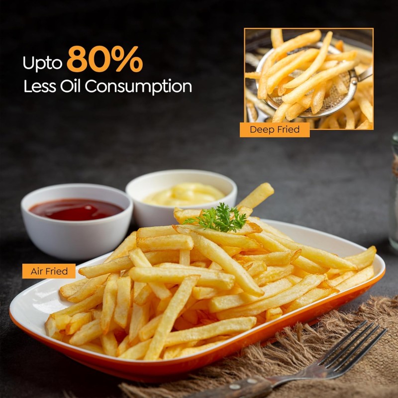 Prestige Nutrifry 4.5L Digital Air Fryer| 80% less Oil Consumption | 8 Preset Menu | Fry, Grill, Roast, Bake, Reheat 41411