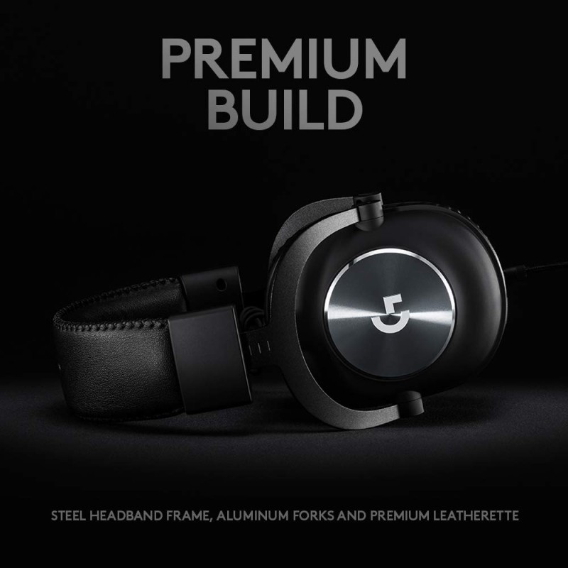 Logitech G Pro X Gaming Wired Over Ear Headphones with Mic Blue Voice DTS Headphone - (Black) 981-000820