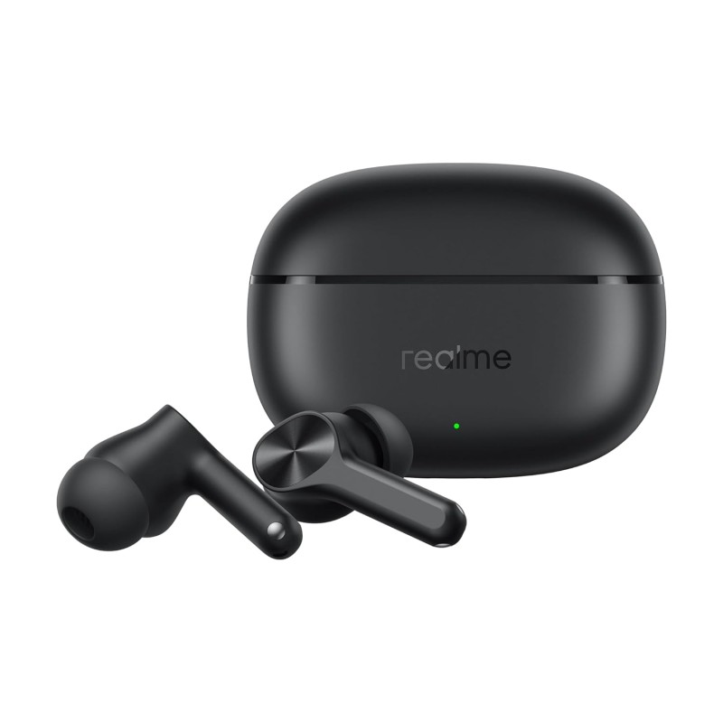 realme Buds T200x True Wireless Earbuds with 12.4mm Dynamic Bass Drivers, 25 dB ANC, Quad Mic (Pure Black) RMA2415-A