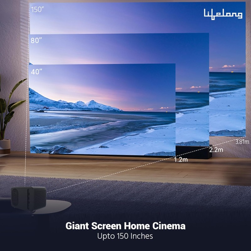 Lifelong Electronics SmartStream Projector | Android, 1080P Full HD Native & 4K Ultra HD Support | 7000 Lumens LLPJJV30