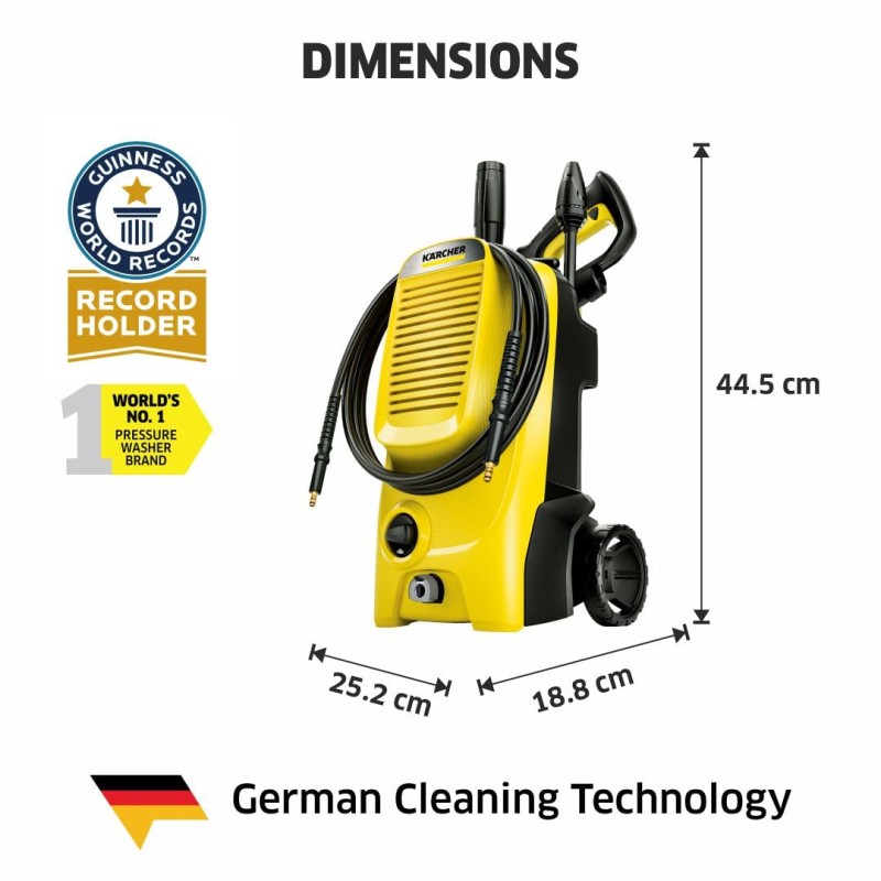 Kärcher K 4 Classic High Pressure Washer, Car Washer, 1800W, 130 Bar, 420 L/H Flow Rate, 6M Hose Pipe, Portable 1.679-420.0