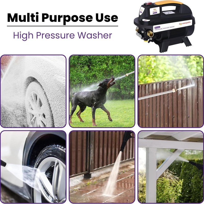 Asian Paints TruCare 1500W 110 bar | 6.5 litre/min Flow Rate | 8 Meters Outlet Hose Pipe Pressure Washer