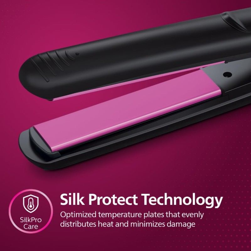 Philips Selfie Hair Straightener I Minimized Heat Damage with SilkPro Care I Ceramic Coated Plates I No.1 Preferred Hair Styling Appliance Brand I