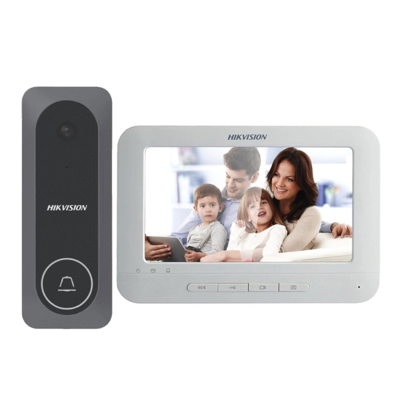 HIKVISION DS-KIS205T Wired Video Door Phone Kit | 7-Inch Indoor Monitor | HD Outdoor Doorbell Camera | Built-in Mic & Speaker