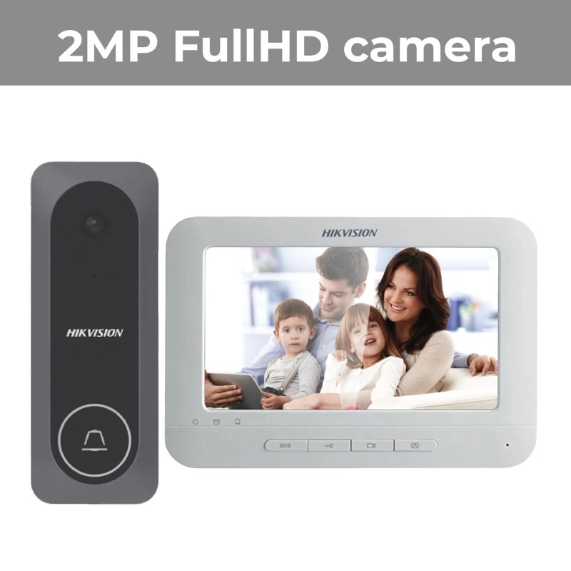 HIKVISION DS-KIS205T Wired Video Door Phone Kit | 7-Inch Indoor Monitor | HD Outdoor Doorbell Camera | Built-in Mic & Speaker