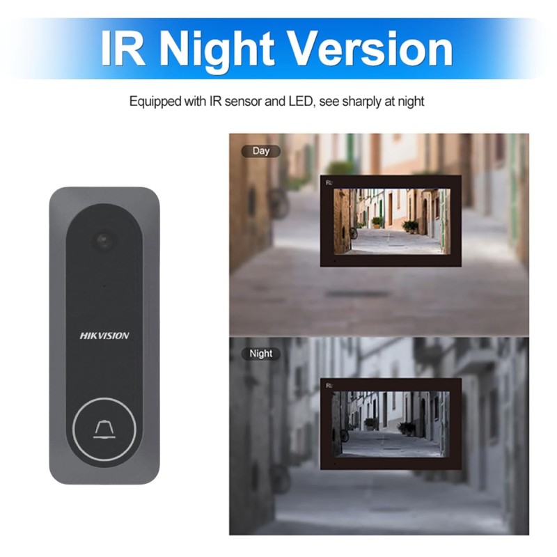 HIKVISION DS-KIS205T Wired Video Door Phone Kit | 7-Inch Indoor Monitor | HD Outdoor Doorbell Camera | Built-in Mic & Speaker