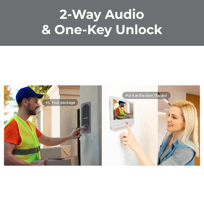 HIKVISION DS-KIS205T Wired Video Door Phone Kit | 7-Inch Indoor Monitor | HD Outdoor Doorbell Camera | Built-in Mic & Speaker
