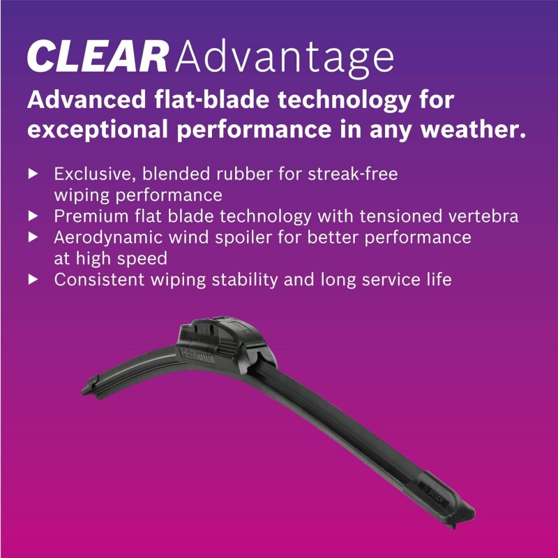 Bosch Wiper Blade 3397016578KTS CLEAR Advantage, Single, 18 Inch, Driver Side, Comes with Easy to Install Quick-clip Adapter