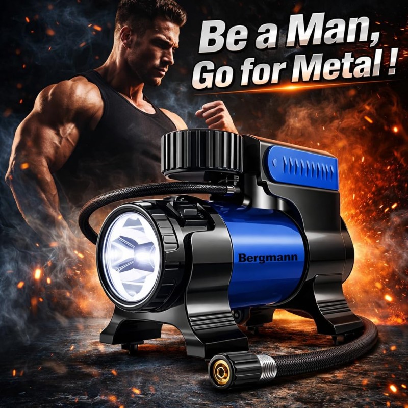 Bergmann Typhoon Heavy Duty Metal Car Tyre Inflator (Blue) BCT-150