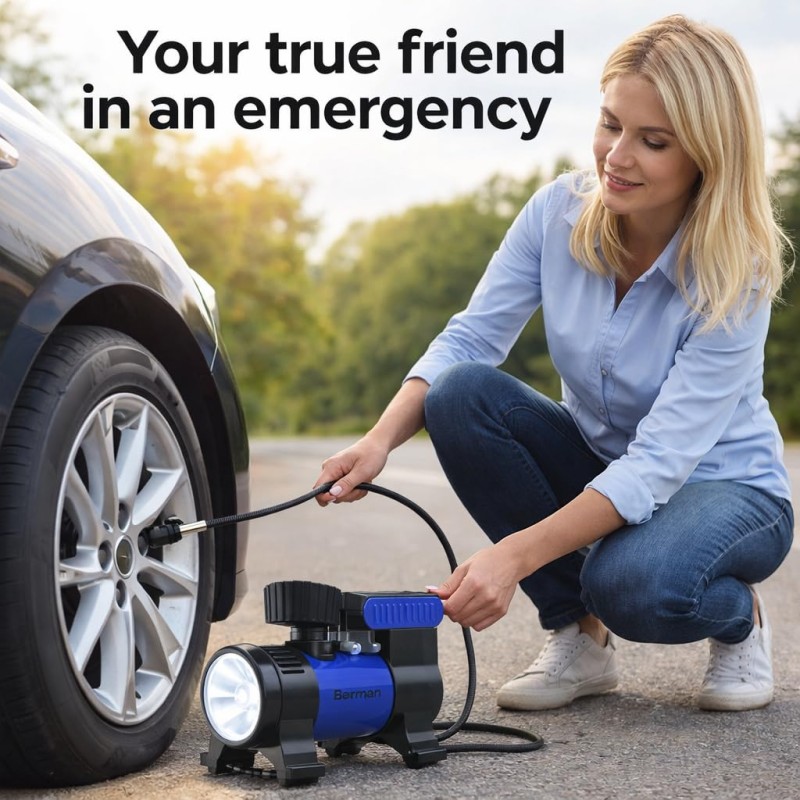 Bergmann Typhoon Heavy Duty Metal Car Tyre Inflator (Blue) BCT-150