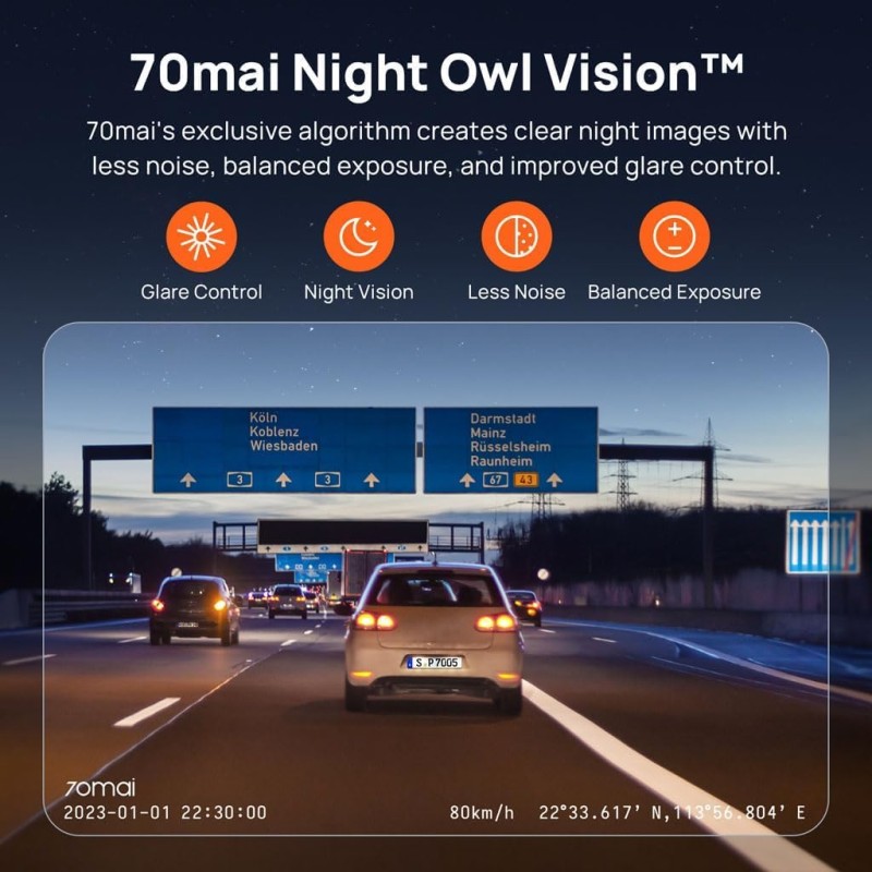 70mai M200 HDR DashCam 3, STARVIS 2 IMX662, 1080P with HDR Imaging, F1.8 Large Aperture, MaiColor