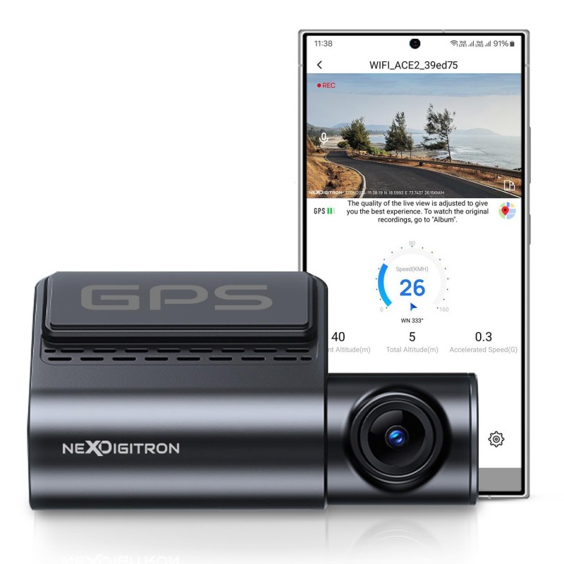 NEXDIGITRON ACE 2 Car Dash Camera with in-Built GPS Logger, Native 2K 1440P, Intuitive Screen, Voice Control ‎‎ACE 2 GPS