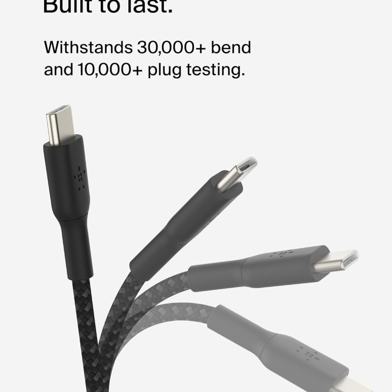Belkin Apple Certified Braided USB-C to USB-C Cable (1 Meter) for iPhone 17, Air, Pro, Pro Max, 16, 15, Black CAB004
