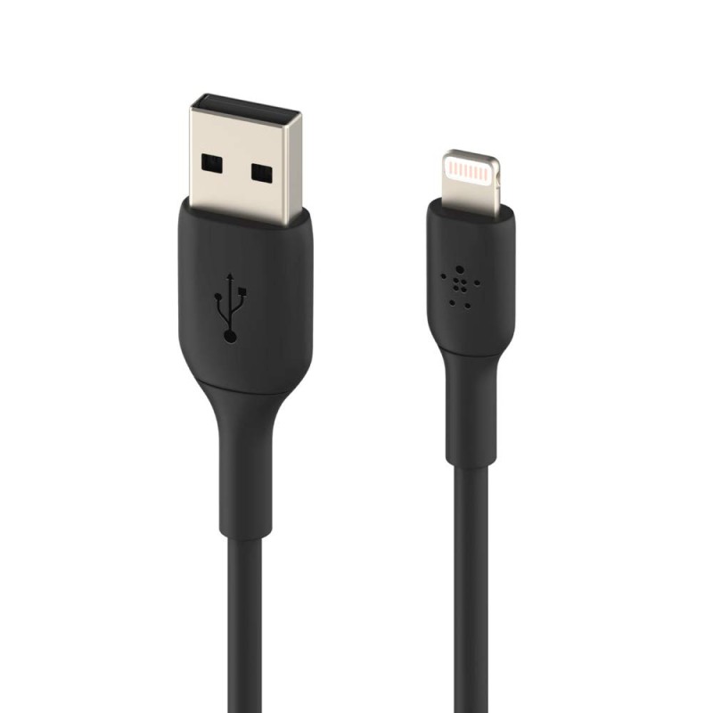 Belkin Apple Certified PVC Lightning to USB-A Charge and Sync Type A Cable, Tough and Durable, For iPhone, iPad, Air Pods, 3.3 Feet (1 Meter) - Black