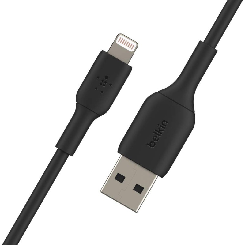 Belkin Apple Certified PVC Lightning to USB-A Charge and Sync Type A Cable, Tough and Durable, For iPhone, iPad, Air Pods, 3.3 Feet (1 Meter) - Black