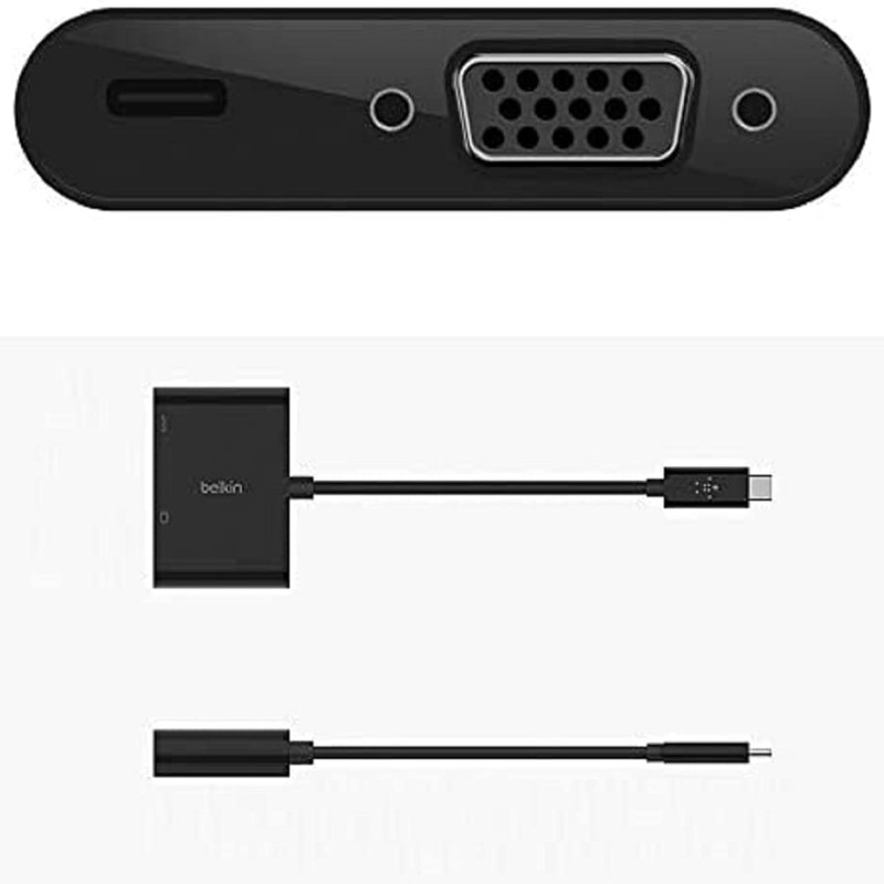 Belkin AVC001btBK USB-C to VGA Adapter + Charge - 1080p, Black