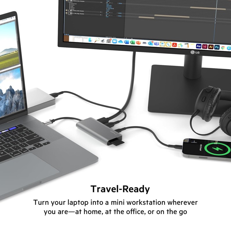 Belkin USB C Hub, 5-in-1 Multiport Adapter Dock with 4K Hdmi, 2 X USB A 3.1, Sd Card Slot and Microsd for MacBook Pro, Air, Ipad Pro, Xps and More