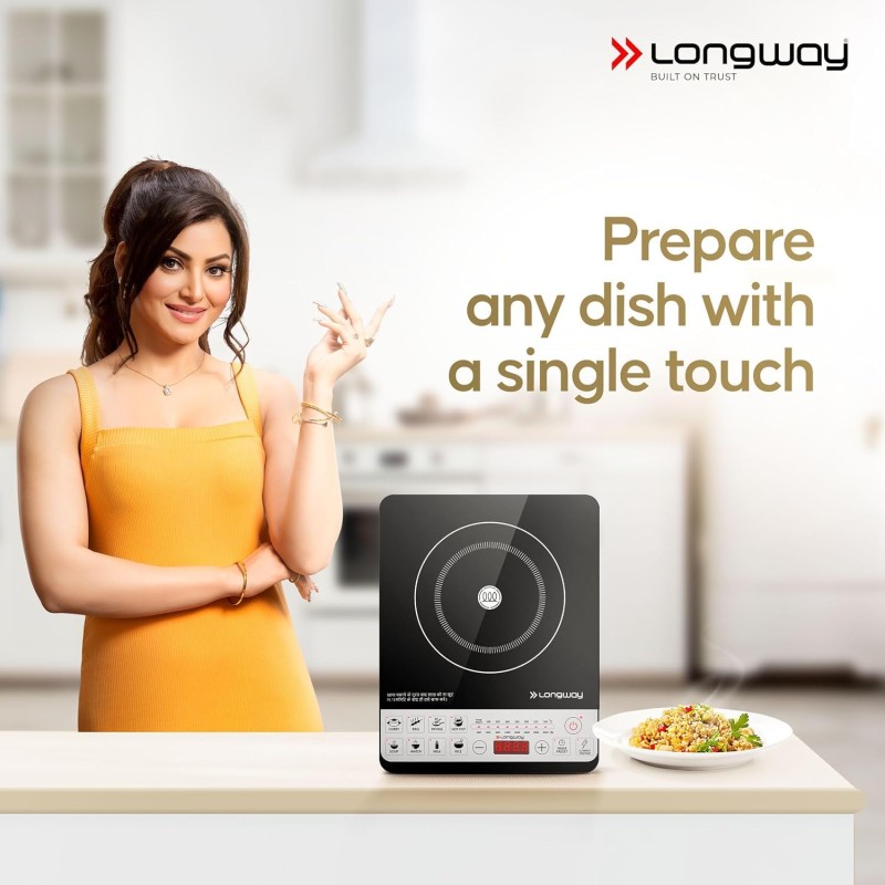 Longway Elite Plus IC 2000 Watt Induction Cooktop with Auto Shut-Off & Over-Heat Protection With 8 Cooking Mode & BIS Approved