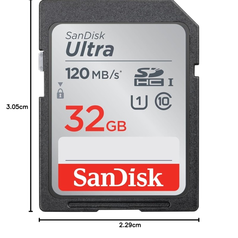 SanDisk Ultra SDHC UHS-I Card 32GB 120MB/s R for DSLR Cameras, for Full HD Recording SDSDUN4-032G-GN6IN