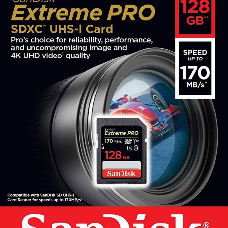 SanDisk 128GB Extreme PRO UHS-I SDXC Memory Card | Up to 200MB/s Read & 90MB/s Write Speed | Class 10 U3 V30