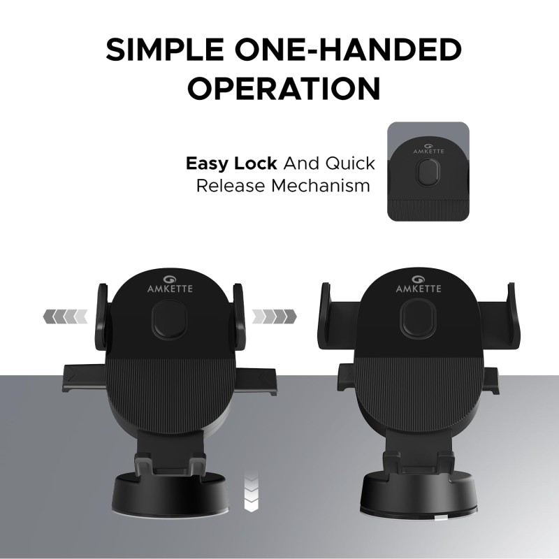 Amkette iGrip Drive Compact Car Mobile Holder, Mobile Holder for car Dashboard & Windshield with 360 Rotation, One-Touch Lock&Release