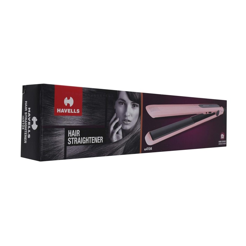Havells HS4104 Hair Straightener (Pink) | Professional Hair Styling Tool with Ceramic Coated Plates, Fast Heat Up, Adjustable Temperature Control