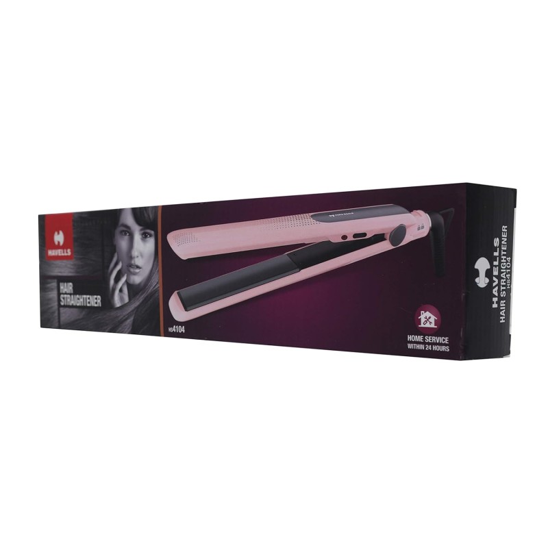 Havells HS4104 Hair Straightener (Pink) | Professional Hair Styling Tool with Ceramic Coated Plates, Fast Heat Up, Adjustable Temperature Control