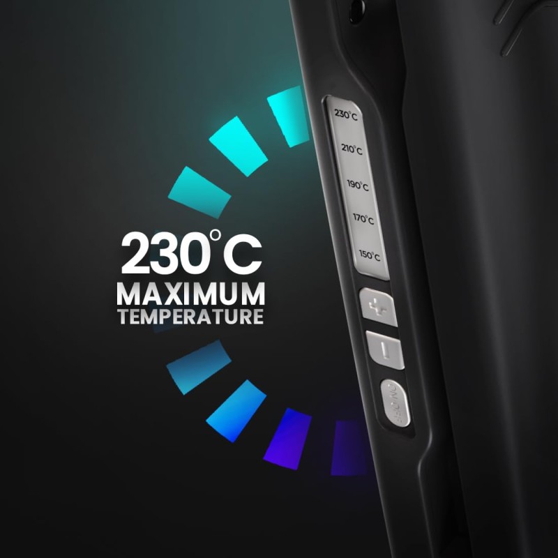 Ikonic Pro Straight Hair Straightener, Black| Floating Ceramic Plates| Nano Titanium Technology| Overheat protection PS