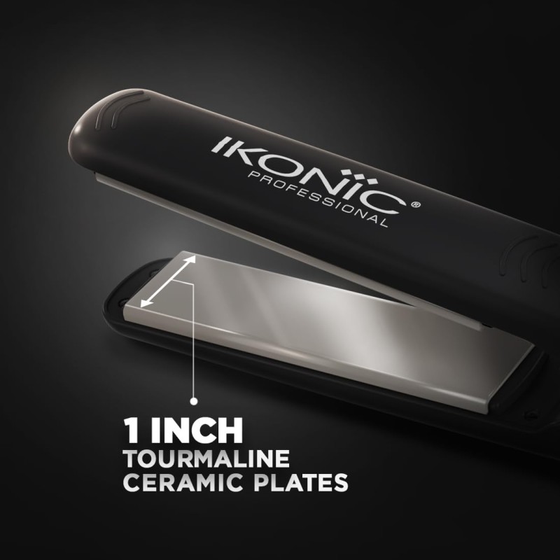Ikonic Pro Straight Hair Straightener, Black| Floating Ceramic Plates| Nano Titanium Technology| Overheat protection PS