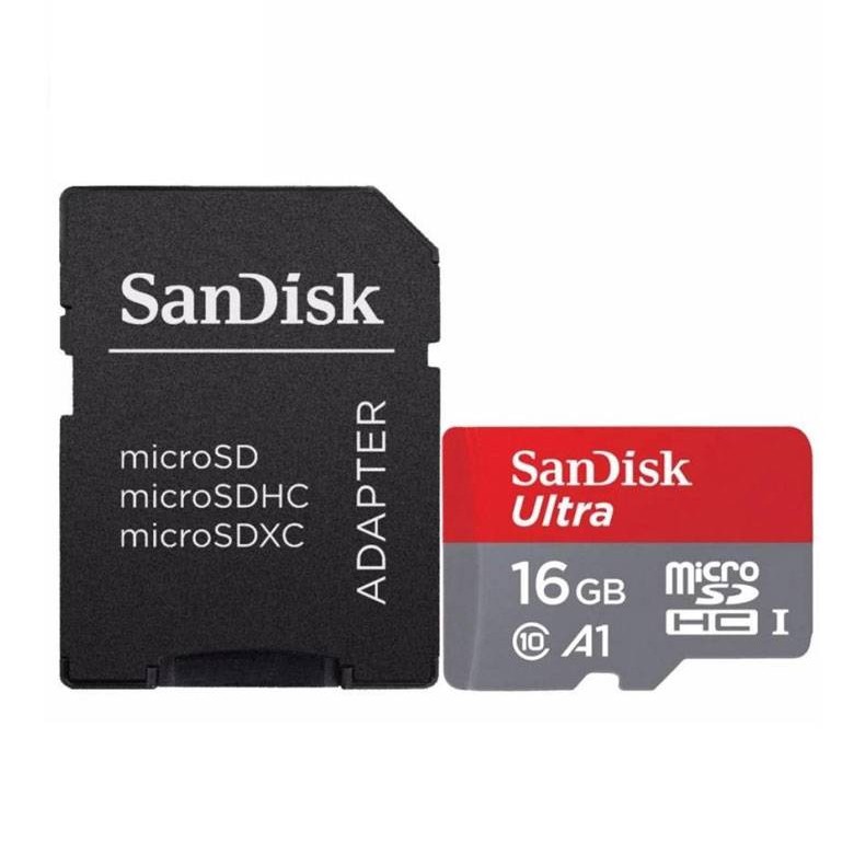 Sandisk 16GB Class 10 Ultra MicroSD UHS-A1 Card with Adapter (SDSQUAR-016G-GO61A)