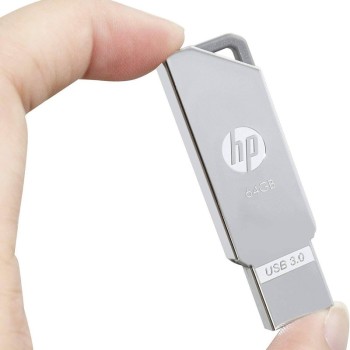 HP X740W 64 GB Pen Drive Compatible with Desktop Computer, Television, Laptop USB 3.1 Metal Case (Silver)