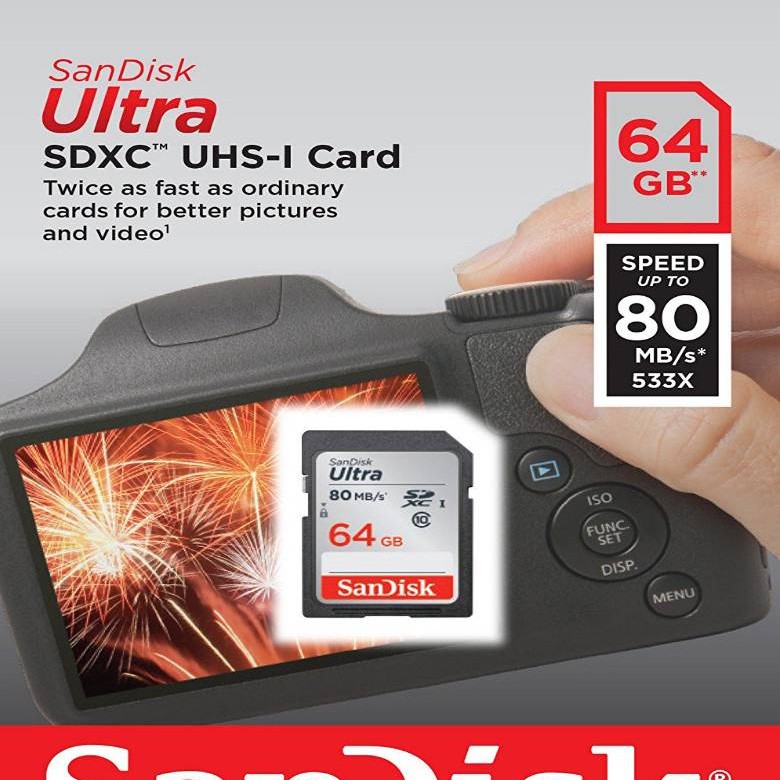 SanDisk Ultra 64GB Class 10 UHS-I SDXC Memory Card (SDSDUNC-064G-GN6IN) (80 MB/s)