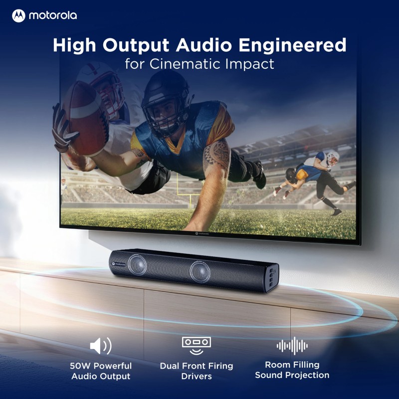 MOTOROLA AmphisoundX Vibe 50 W Bluetooth Soundbar (Black, 2.1 Channel)