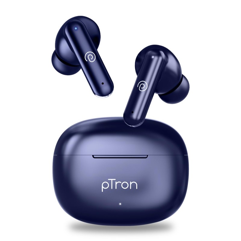 pTron Bassbuds Air in-Ear TWS Earbuds with 13mm Driver for Immersive Sound, 32Hrs Playtime, Clear Calls, Bluetooth V5.1 (Blue)
