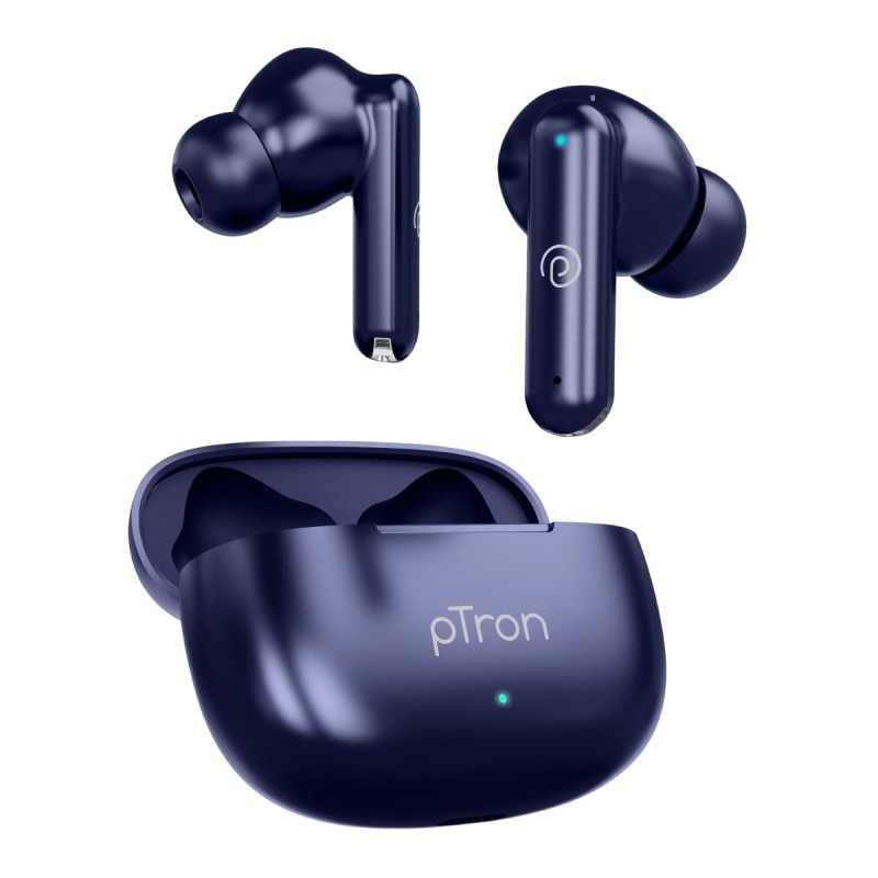 pTron Bassbuds Air in-Ear TWS Earbuds with 13mm Driver for Immersive Sound, 32Hrs Playtime, Clear Calls, Bluetooth V5.1 (Blue)