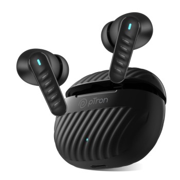 pTron Bassbuds Bliss TWS in Ear Earbuds with 4 Quadpro Mics,3D Audioscape,Trutalk Enc Calls,40H Playtime Black)