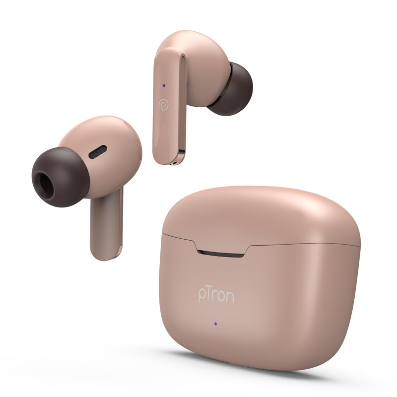 pTron Bassbuds Duo in-Ear Wireless Earbuds with Immersive Sound,32Hrs Playtime,Clear Calls TWS Earbuds (Brown)