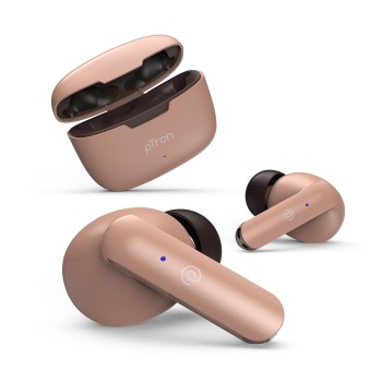 pTron Bassbuds Duo in-Ear Wireless Earbuds with Immersive Sound,32Hrs Playtime,Clear Calls TWS Earbuds (Brown)