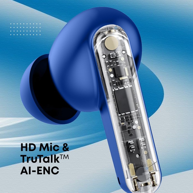 pTron Bassbuds Gomax in-Ear TWS Earbuds, HD Mic & TruTalk AI-ENC Calls, 36H Playtime, 13mm Drivers, Bluetooth 5.3 (Blue)