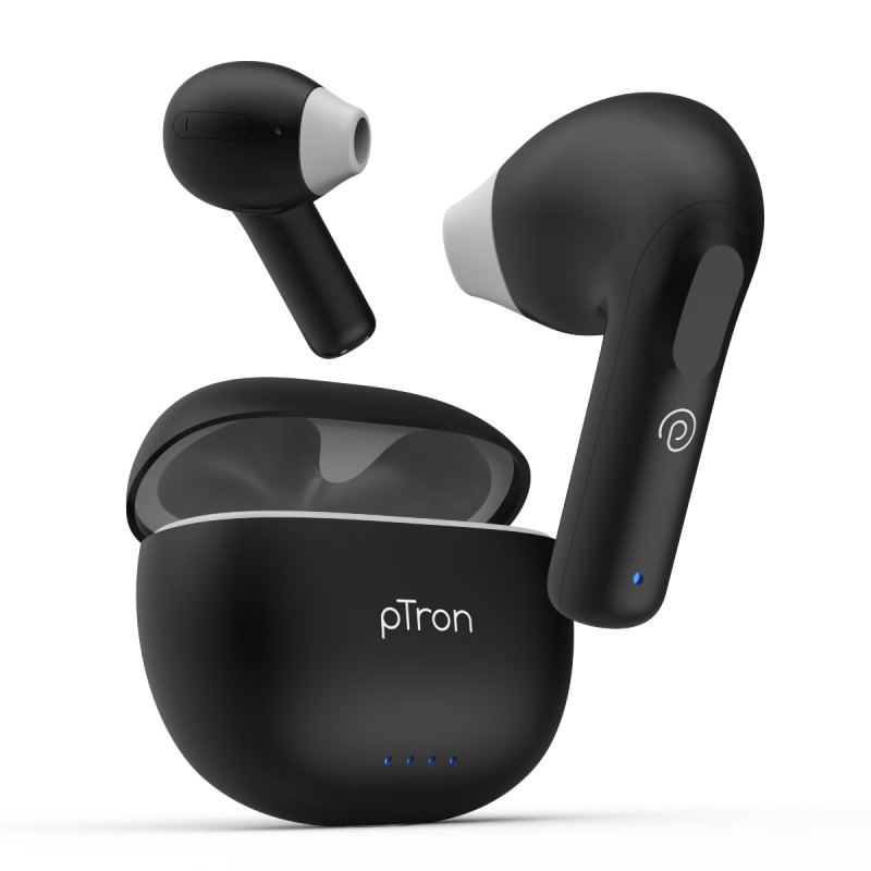 pTron Bassbuds NX TWS Earbuds, TruTalk AI-ENC Calls, 32Hrs Playtime, Immersive Audio, in-Ear Bluetooth 5.3 (Ink Black)