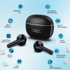 pTron Bassbuds Perl in-Ear TWS Earbuds, TruTalk AI-ENC Calls, Immersive Sound, 28H Playtime, Music/Game (Sable Black)