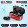 pTron Bassbuds Plus in-Ear TWS Earbuds with HD Mic, Bluetooth 5.0 Headphones, 28Hrs Playtime, Immersive Sound (Red & Jet Black)