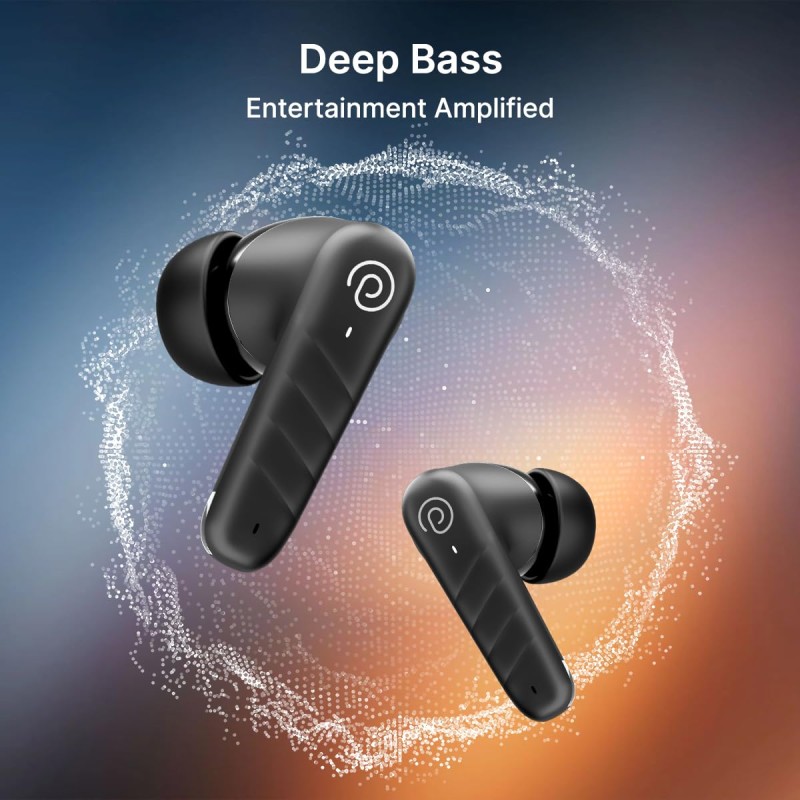 pTron Bassbuds Spark in-Ear TWS Earbuds with Stereo Sound, 40Hrs Playtime, Stereo Calls (Black)