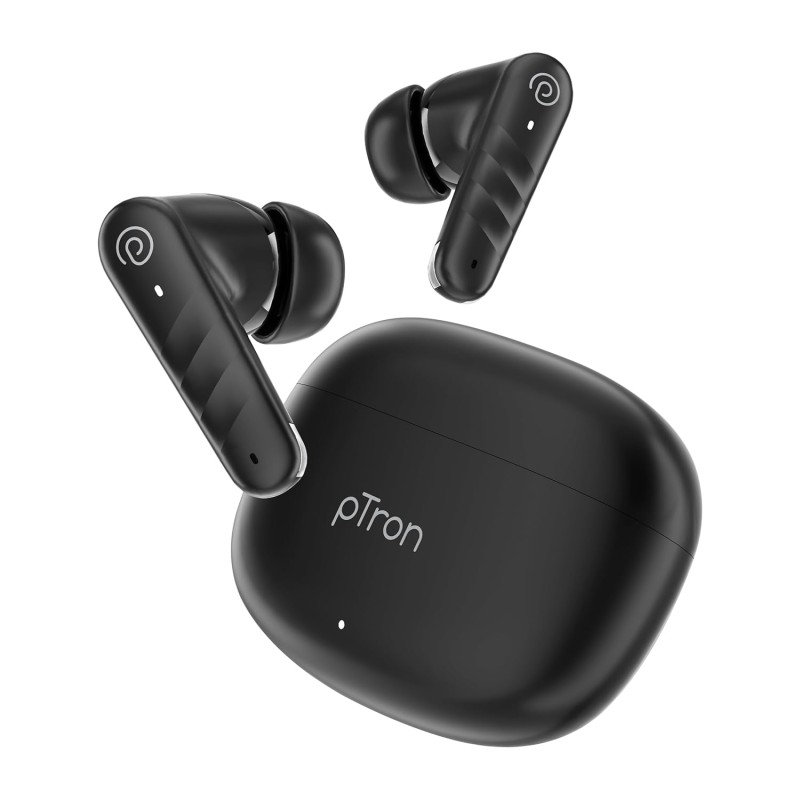 pTron Bassbuds Spark in-Ear TWS Earbuds with Stereo Sound, 40Hrs Playtime, Stereo Calls (Black)