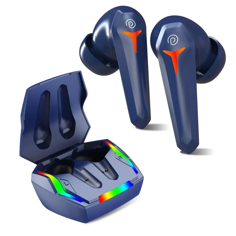pTron Bassbuds Turbo TWS in Ear Earbuds with 40Ms Hyper Gaming Low Latency,3D Audioscape,Trutalk Ai-Enc Calls,Thunder Bass,45Hrs (Bold Blue)